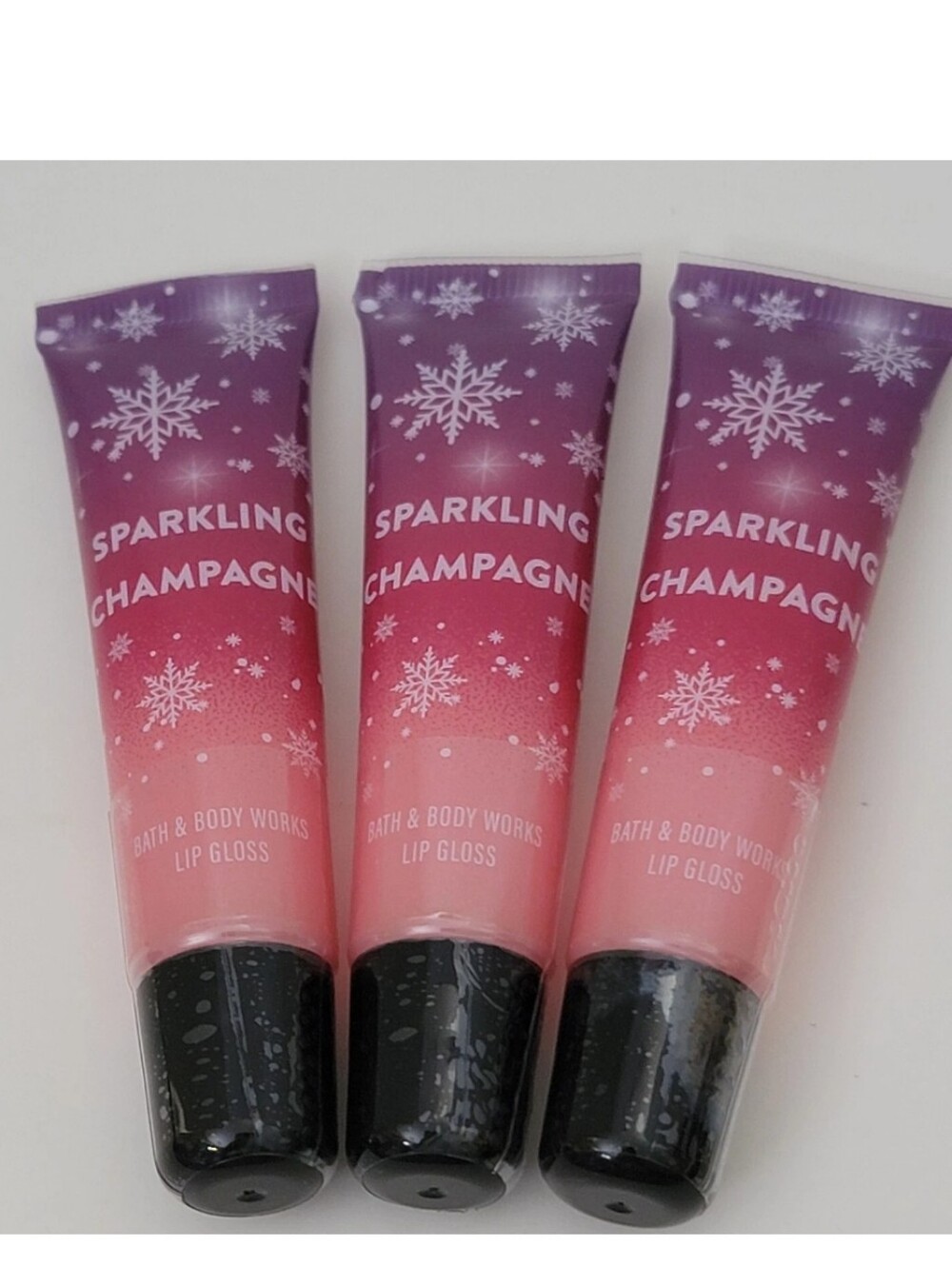3 pk Bath & Body Works Sparkling Champagne Lip Gloss Shine 0.47 fl oz SEALED